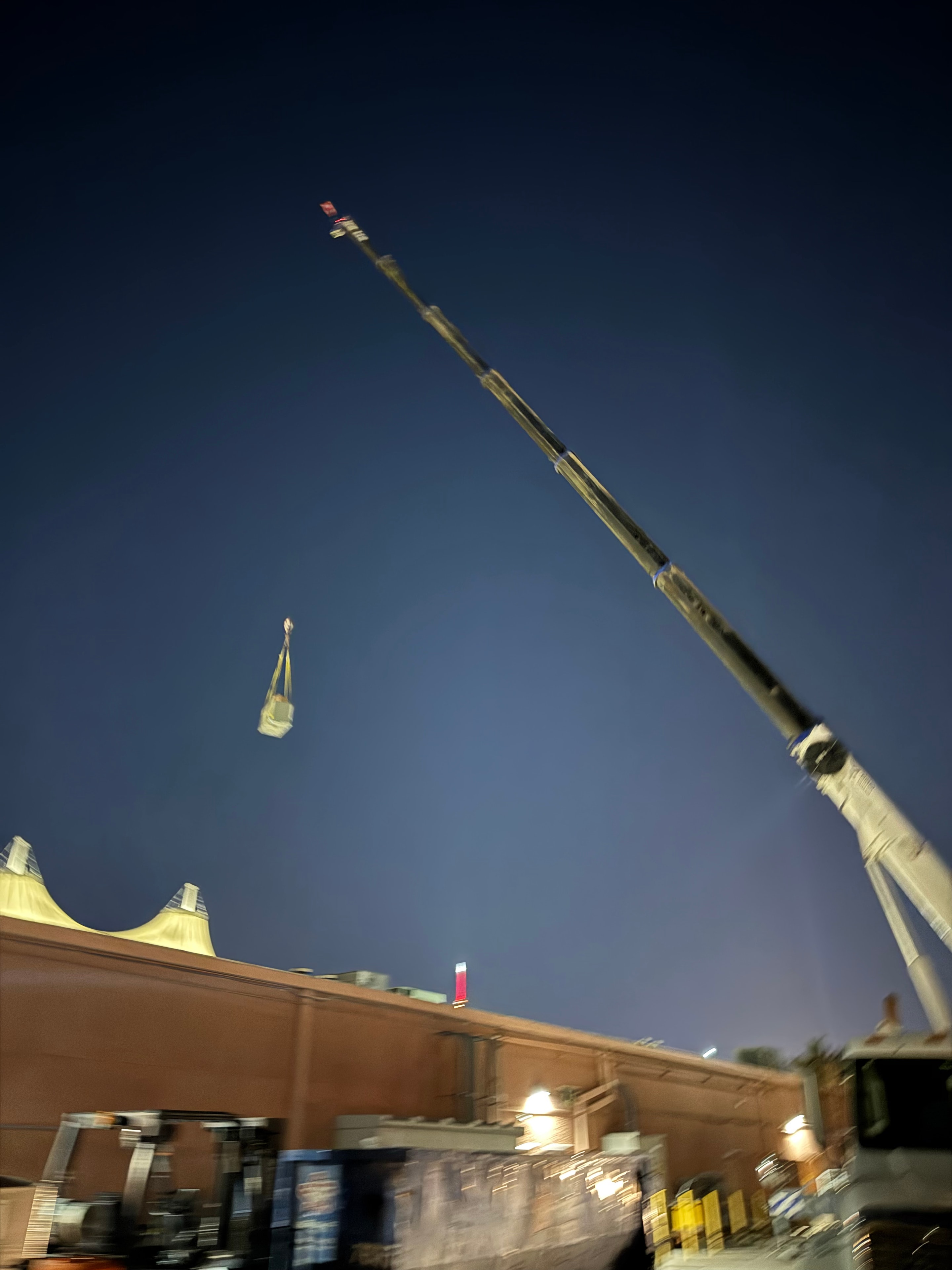 Crane set — Strat Tower in background