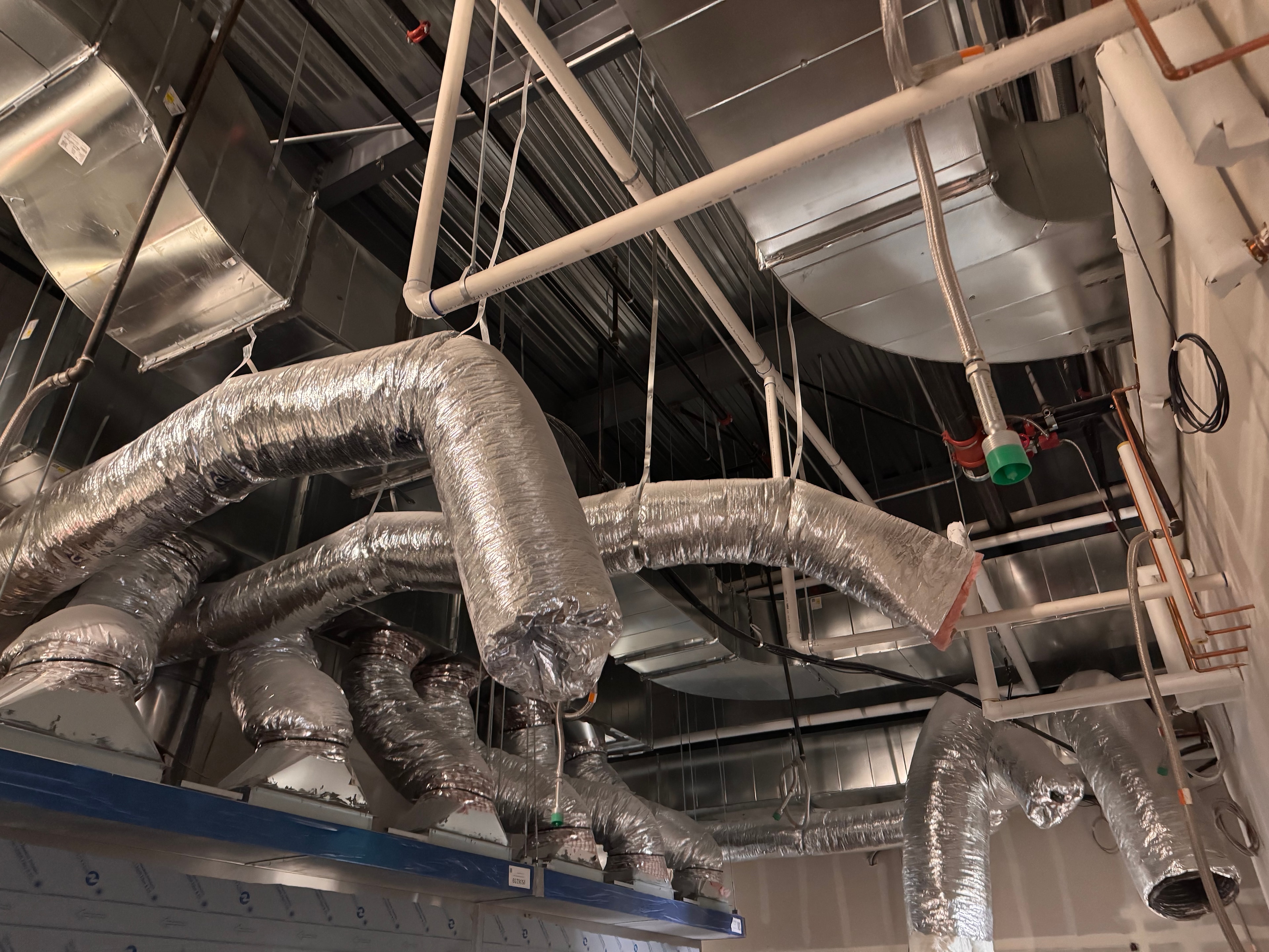 Overhead duct network — dining area